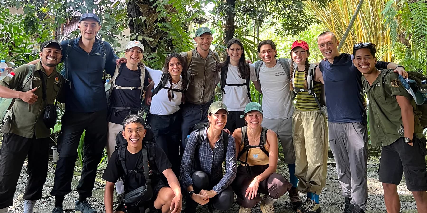 Local Bukit Lawang guides gathered with guests